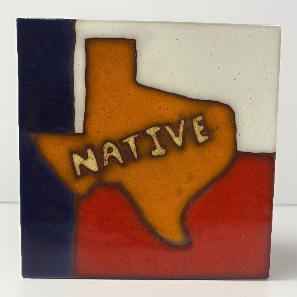 Texas‎ Trivet Tile 6"x6" Handcrafted Ceramic Art Tile Native Texan Lone Star